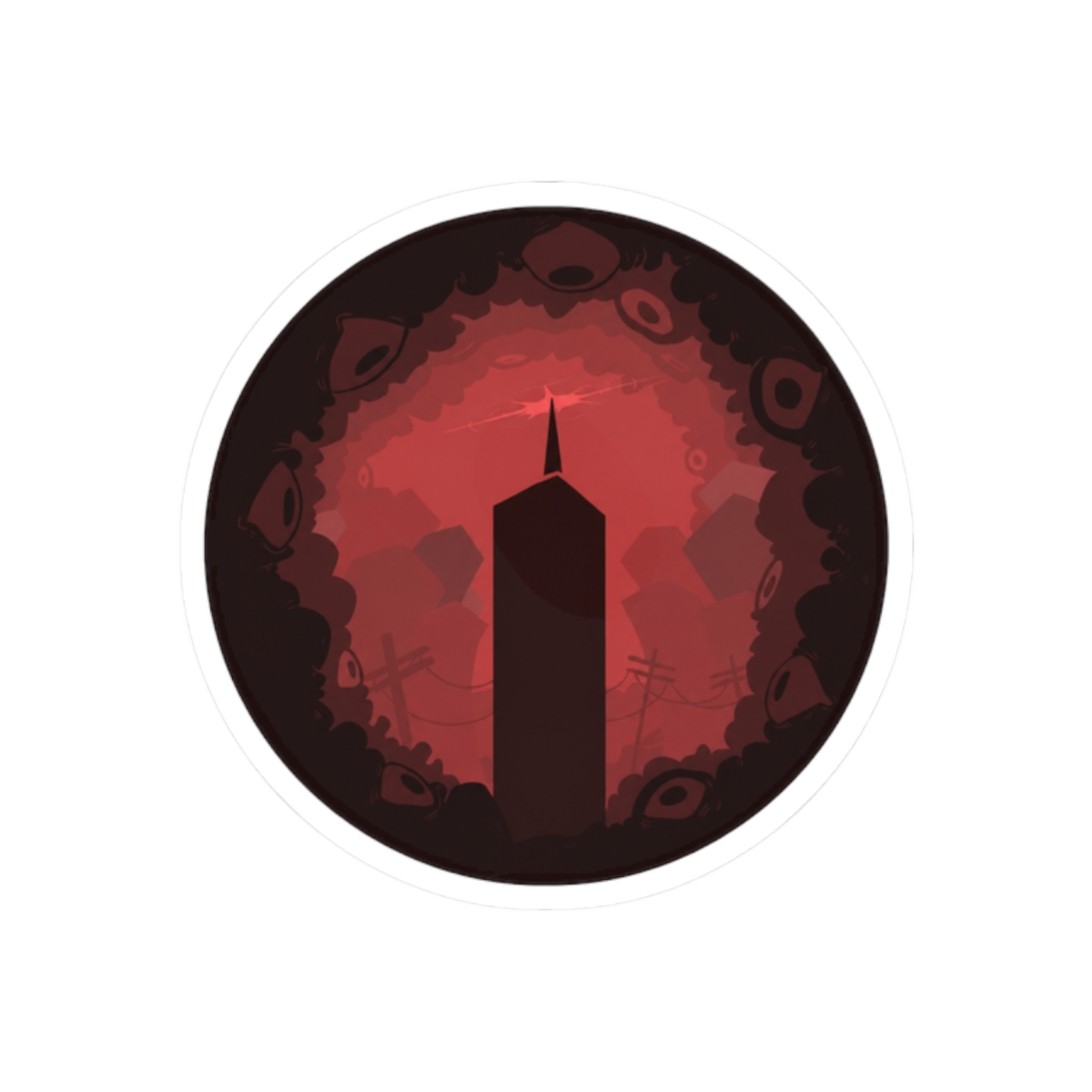 Pale City Spectral Metropolis Sticker | Ethereal Urban Vinyl Decal - alternate angle 3, merchandise