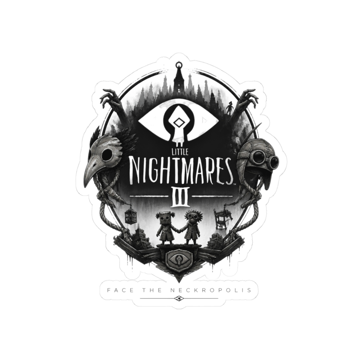 Little Nightmares III "Face the Neckropolis" Sticker - alternate angle 1, merchandise