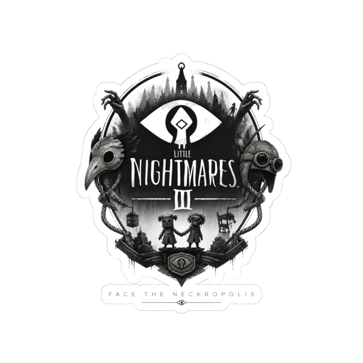 Little Nightmares III "Face the Neckropolis" Sticker - alternate angle 2, merchandise